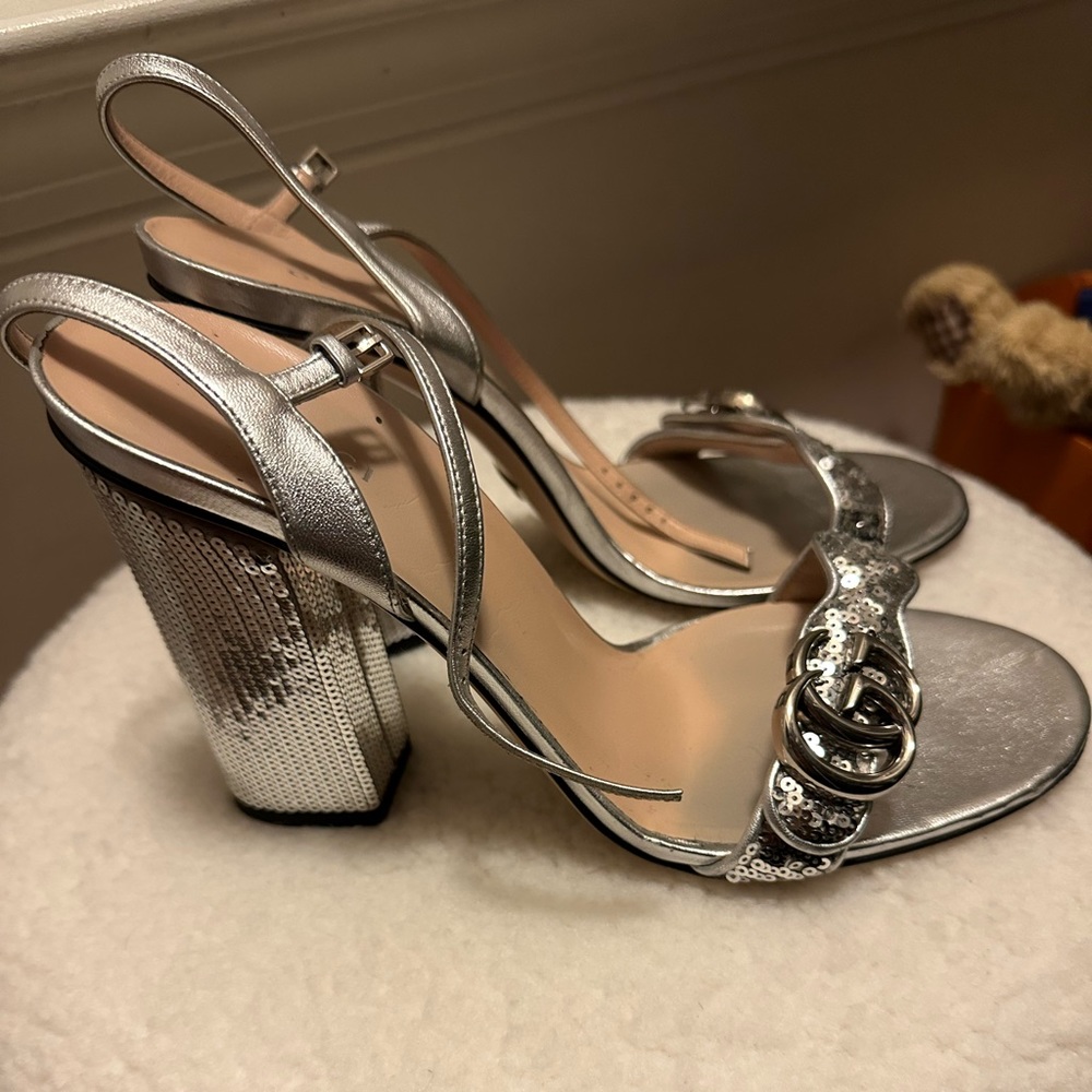 Gucci Marmont Glitter Heels